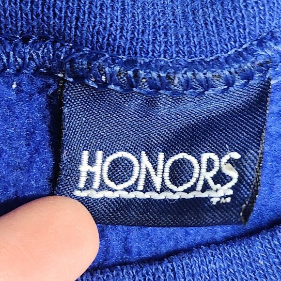 Vtg Proud To‎ Be An American Sweater Blue Crewneck Trump MAGA USA Flag Patriotic - Picture 7 of 7